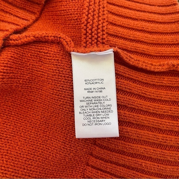 Frye And Co Sweater Chunky Knit Pullover Cowl Neck Casual Rust Orange Small - Picture 7 of 8